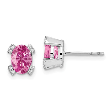 Oval Gemstone and Diamond Earrings