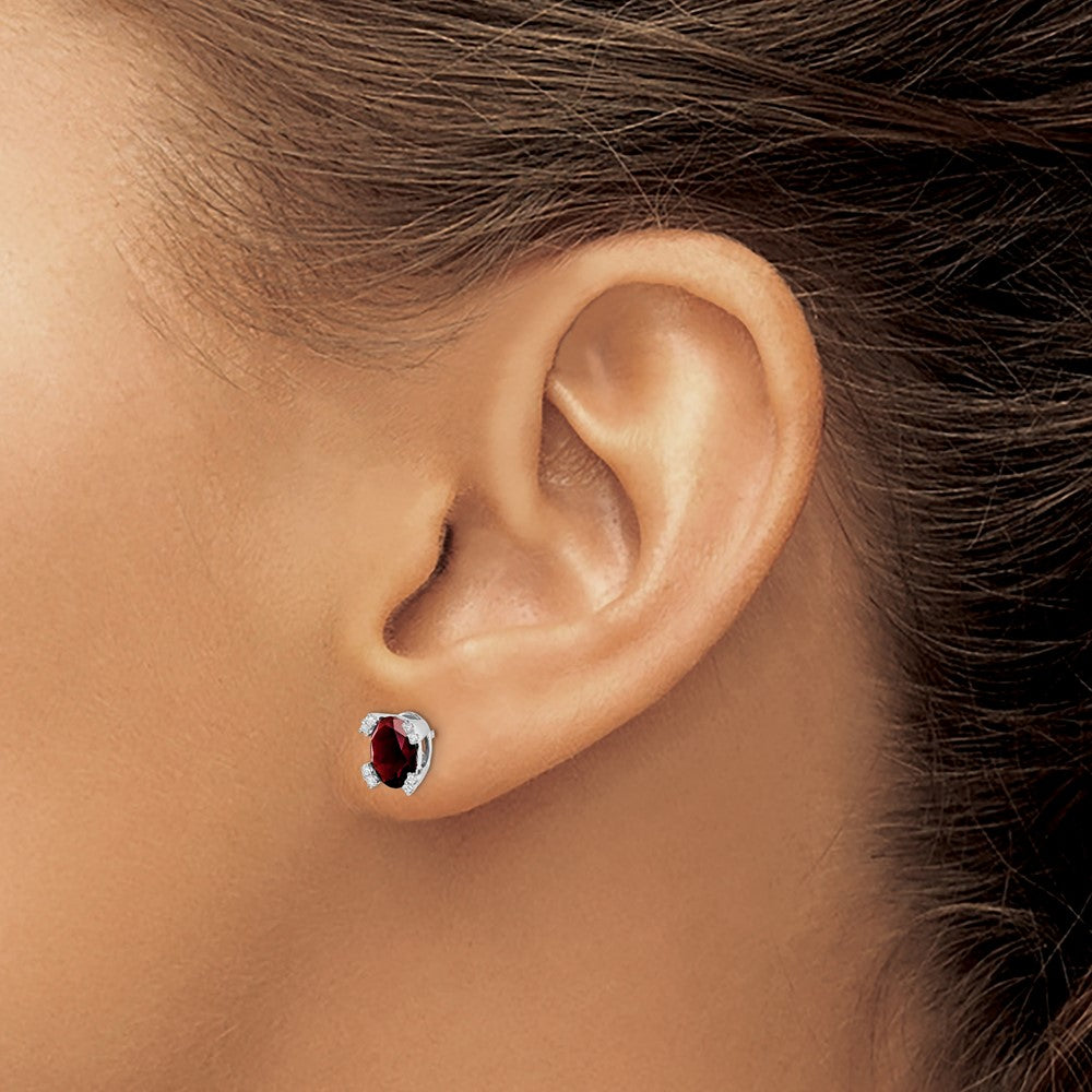 Oval Gemstone and Diamond Earrings
