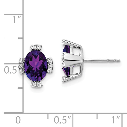 Oval Gemstone and Diamond Earrings