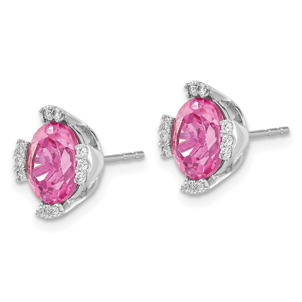 Oval Gemstone and Diamond Earrings
