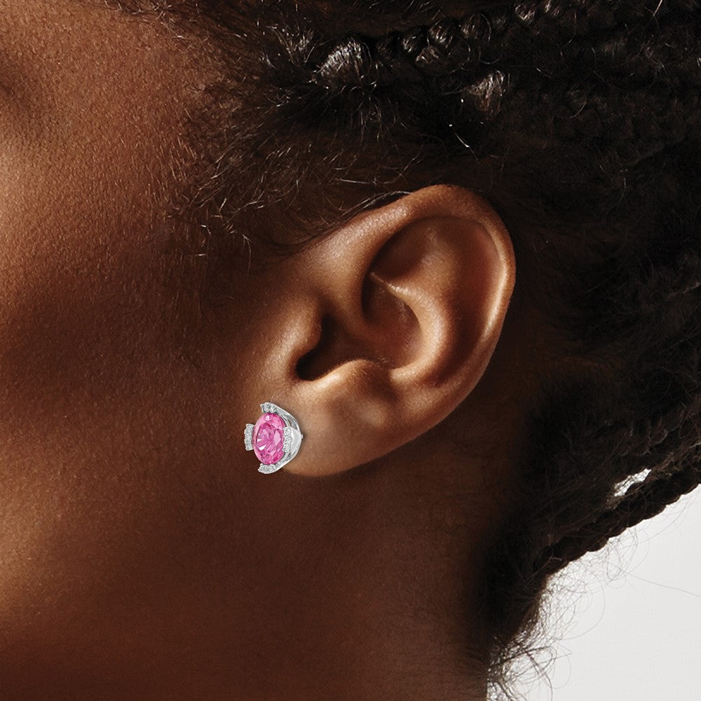 Oval Gemstone and Diamond Earrings
