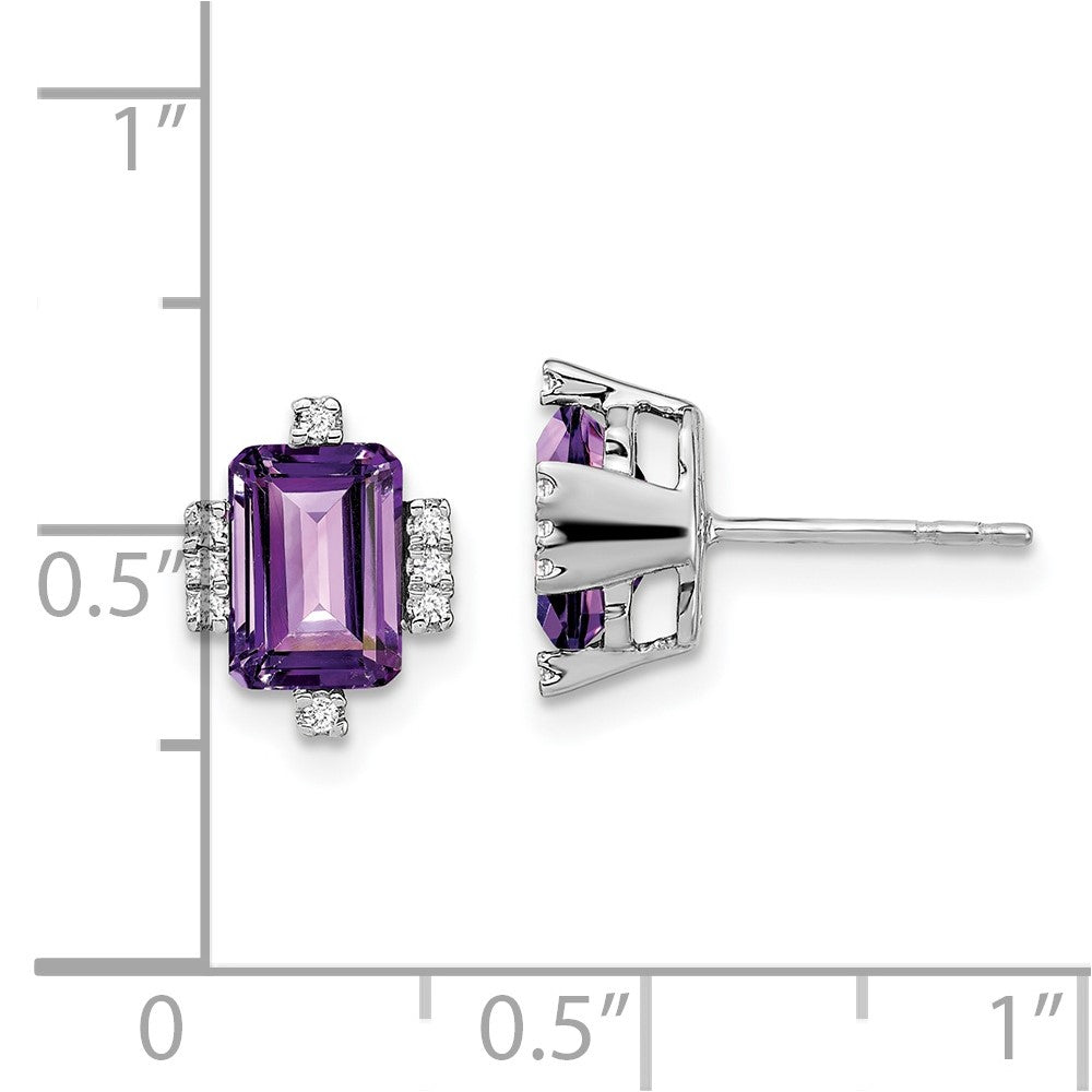 Emerald Cut Gemstone and Diamond Earrings