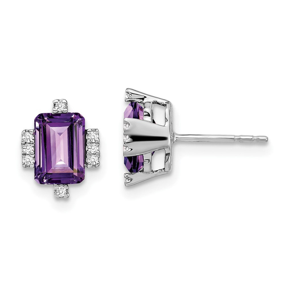 Emerald Cut Gemstone and Diamond Earrings