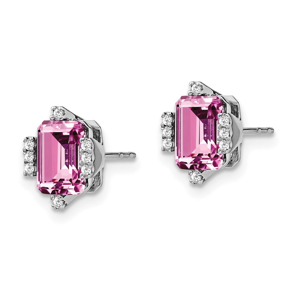 Emerald Cut Gemstone and Diamond Earrings