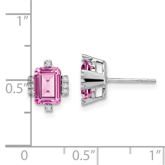 Emerald Cut Gemstone and Diamond Earrings