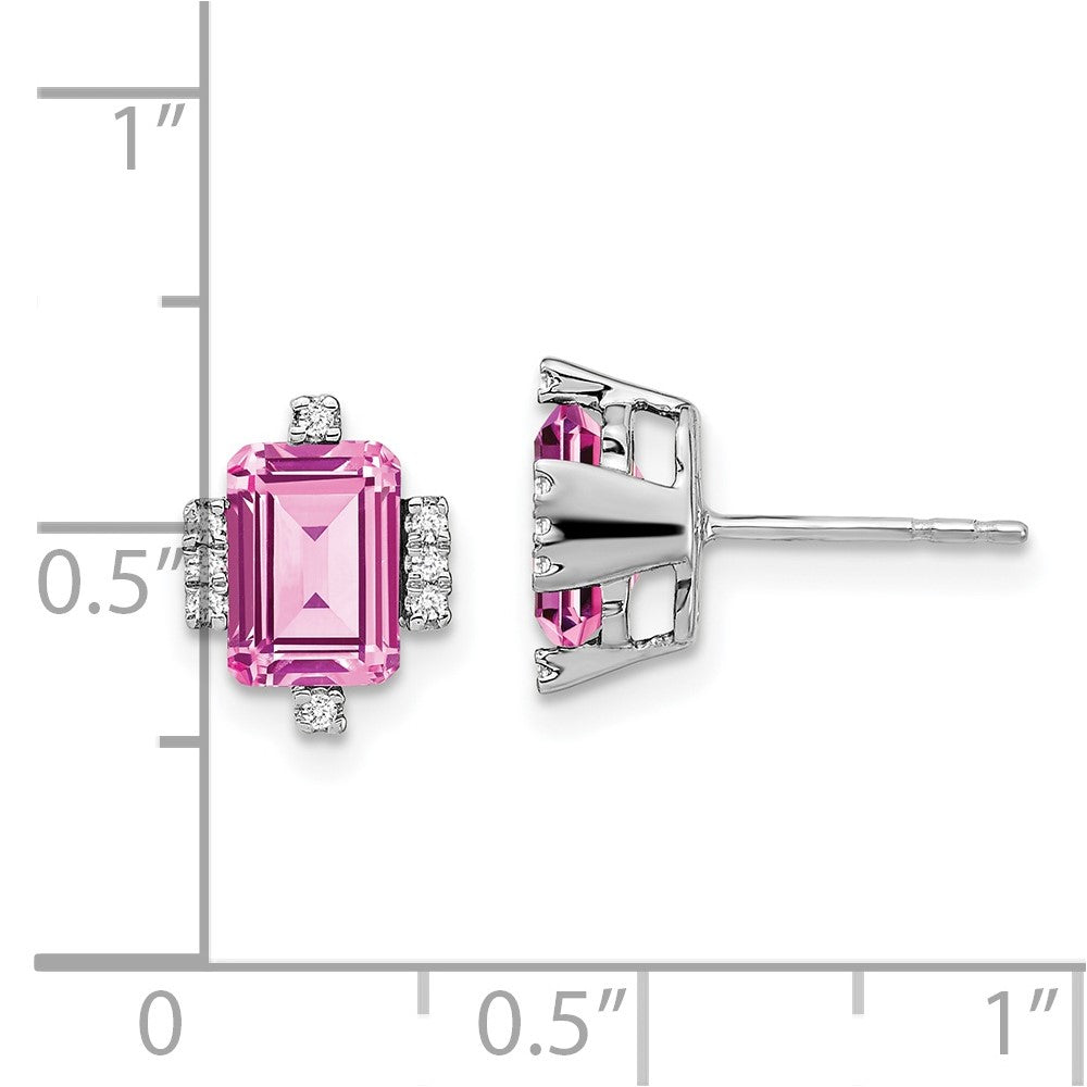 Emerald Cut Gemstone and Diamond Earrings
