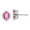 Emerald Cut Gemstone and Diamond Earrings