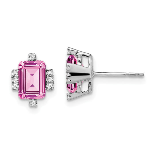 Emerald Cut Gemstone and Diamond Earrings