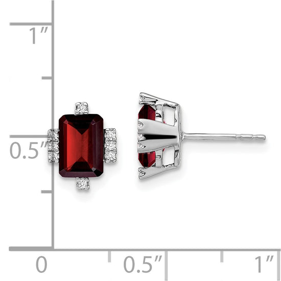 Emerald Cut Gemstone and Diamond Earrings