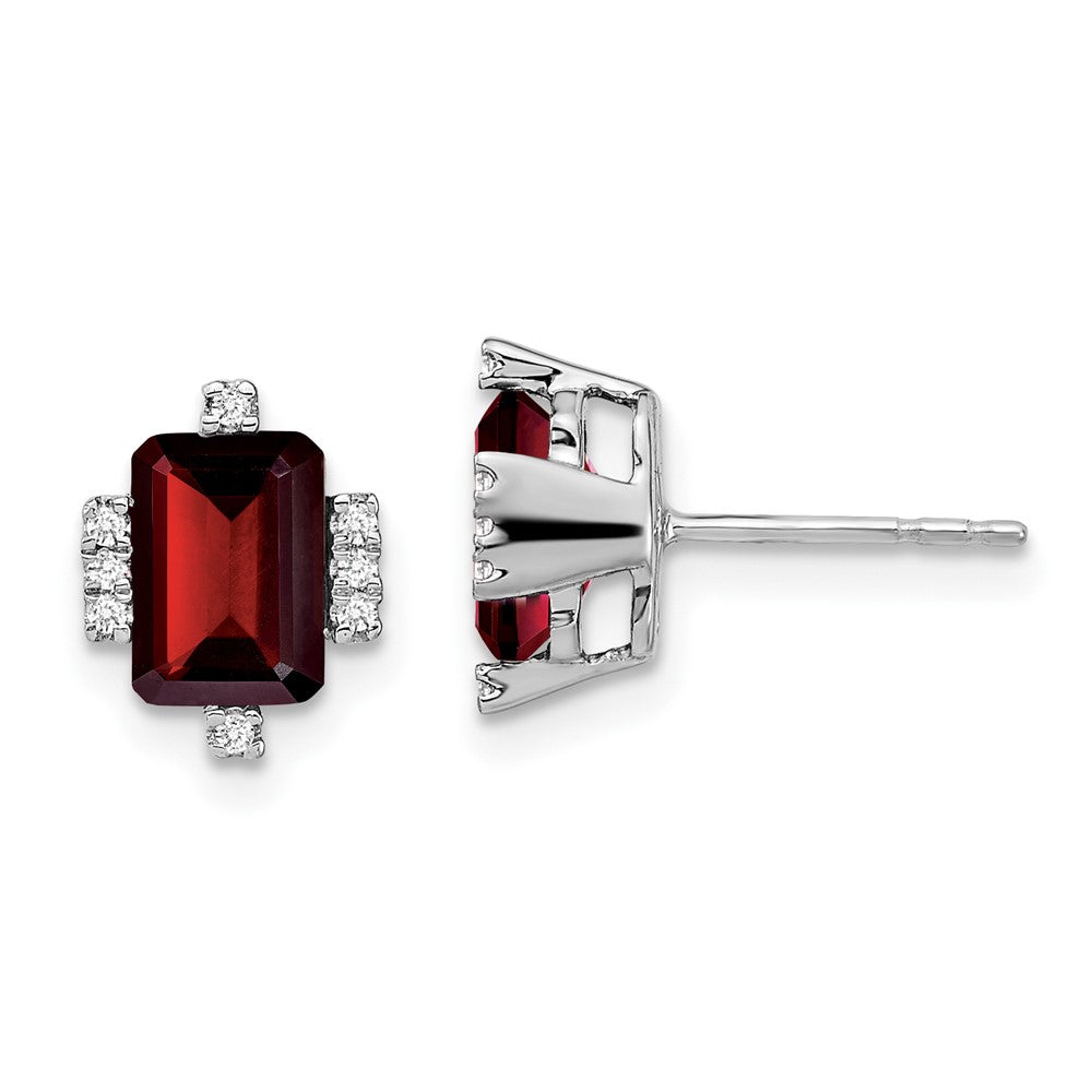 Emerald Cut Gemstone and Diamond Earrings