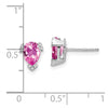 14k White Gold 7x5mm Pear Lab Created Pink Sapphire and Diamond Post Earrings