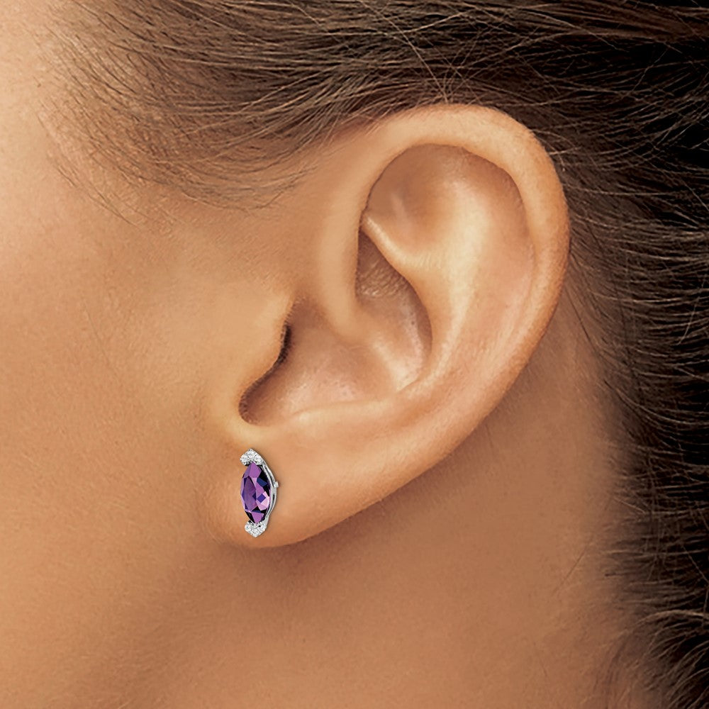 Marquise Gemstone and Diamond Earrings
