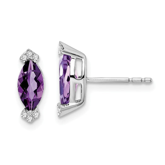 Marquise Gemstone and Diamond Earrings
