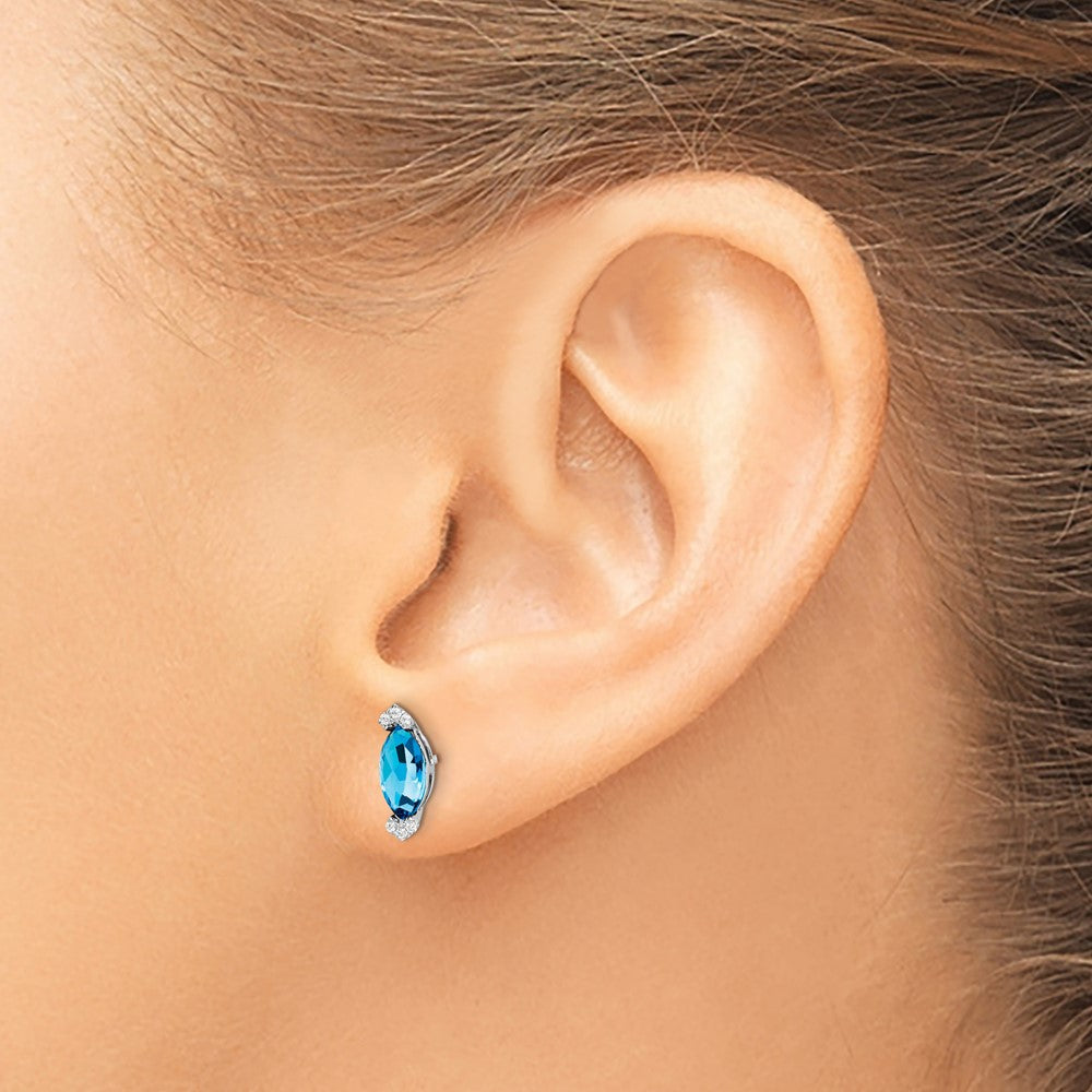 Marquise Gemstone and Diamond Earrings