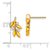14k Marquise Citrine and 1/8 carat Diamond Leaf Post Earrings