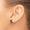 14k White Gold Amethyst/Peridot/Garnet/Diamond Post Earrings