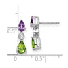 14k White Gold Pear Amethyst/Peridot and Diamond Post Earrings