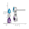 14k White Gold Pear Blue Topaz/Amethyst and Diamond Post Earrings