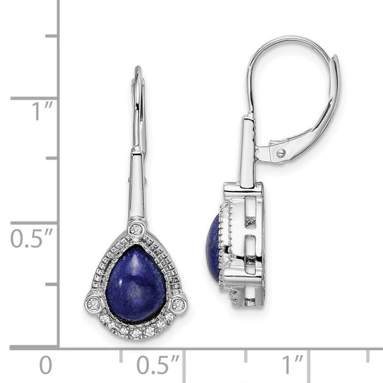 Gold Lapis Diamond Leverback Earrings