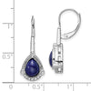 Gold Lapis Diamond Leverback Earrings