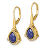 Gold Lapis Diamond Leverback Earrings