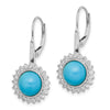 Gold Turquoise Diamond Leverback Earrings