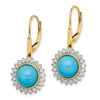 Gold Turquoise Diamond Leverback Earrings