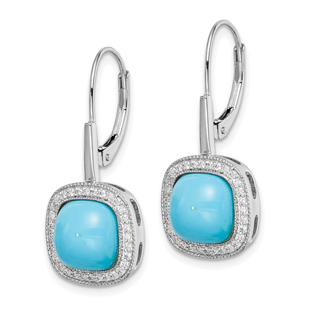 Gold Turquoise Diamond Leverback Earrings