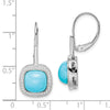Gold Turquoise Diamond Leverback Earrings