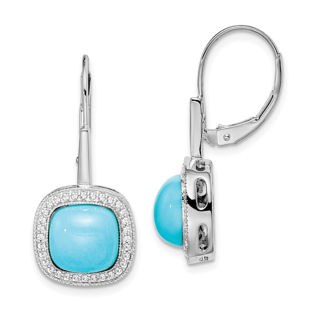 Gold Turquoise Diamond Leverback Earrings