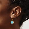 Gold Turquoise Diamond Leverback Earrings