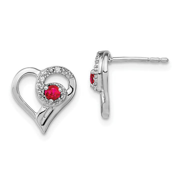 Gemstone and Diamond Heart Earrings
