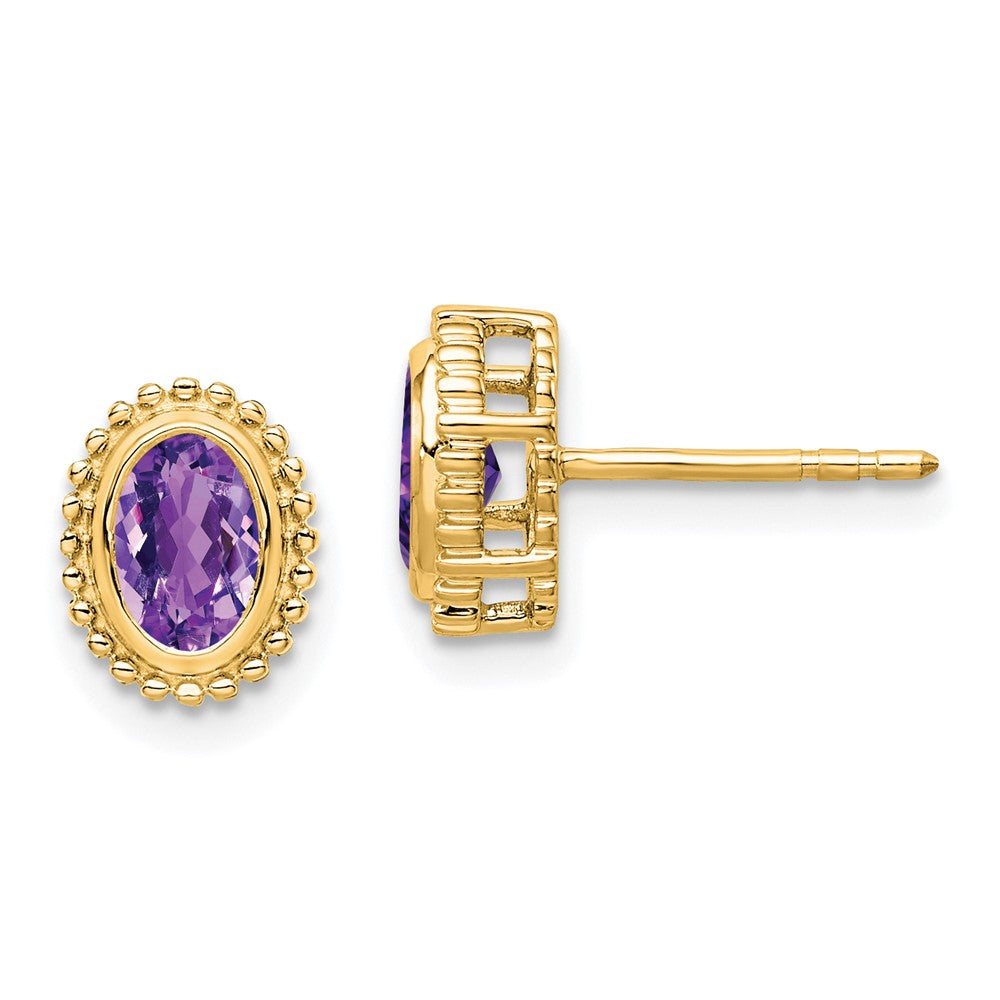 Oval Gemstone Post Earrings