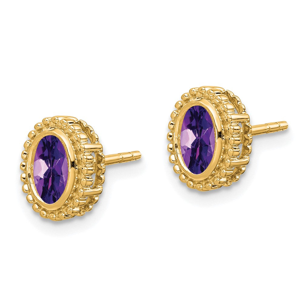 Oval Gemstone Post Earrings