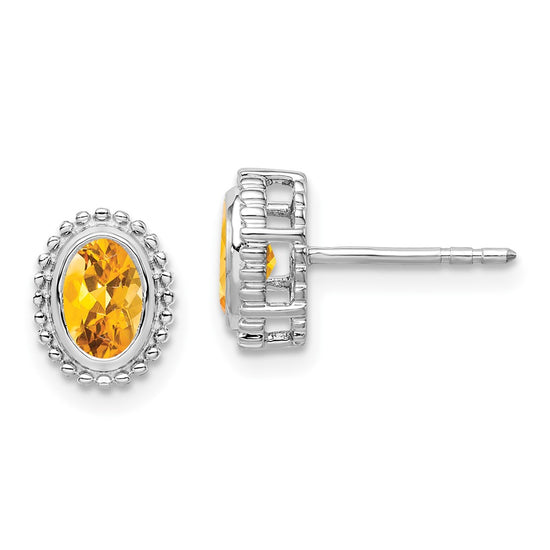 Oval Gemstone Post Earrings
