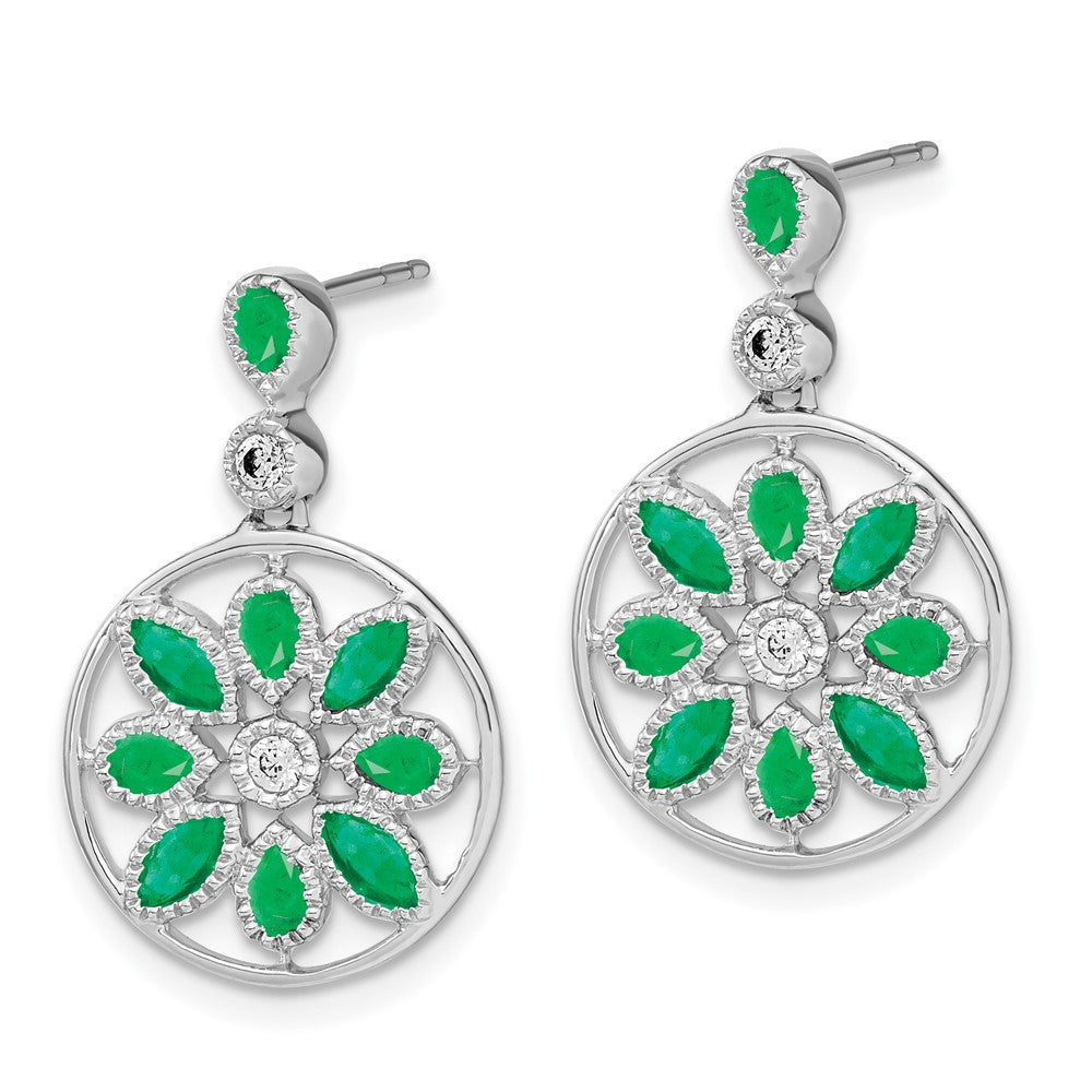 Gemstone & Diamond Floral Dangle Earrings