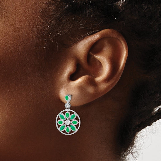 Gemstone & Diamond Floral Dangle Earrings