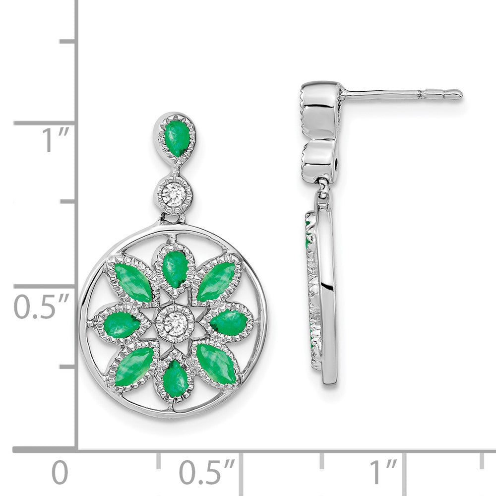 Gemstone & Diamond Floral Dangle Earrings