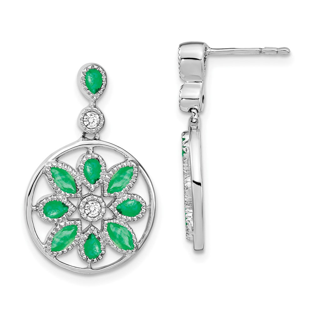 Gemstone & Diamond Floral Dangle Earrings