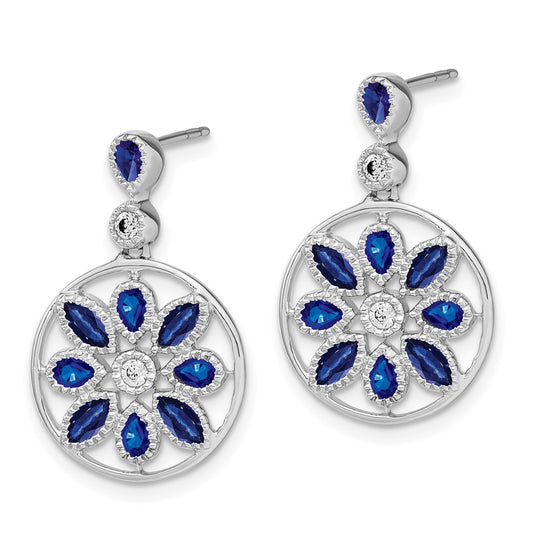 Gemstone & Diamond Floral Dangle Earrings