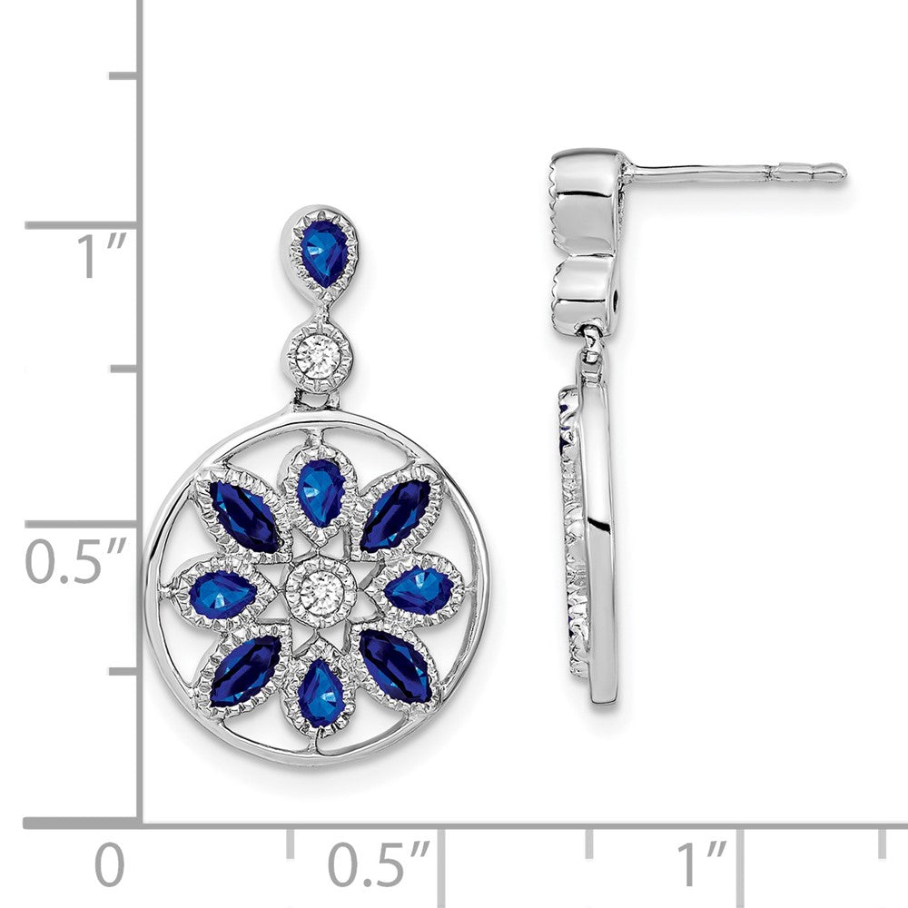 Gemstone & Diamond Floral Dangle Earrings