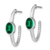 Gemstone and Diamond J-Hoop Earrings