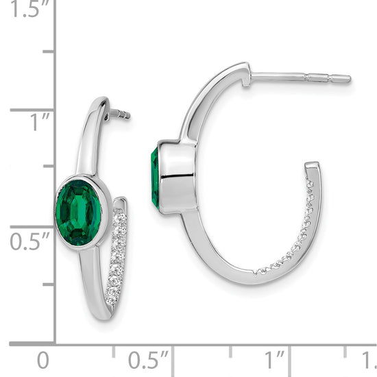 Gemstone and Diamond J-Hoop Earrings