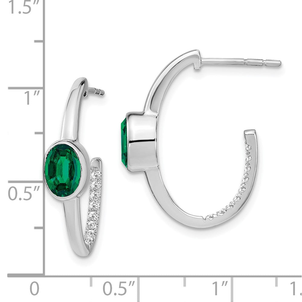 Gemstone and Diamond J-Hoop Earrings