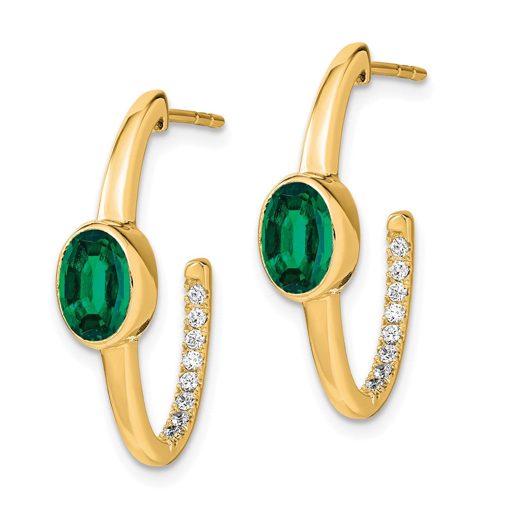 Gemstone and Diamond J-Hoop Earrings
