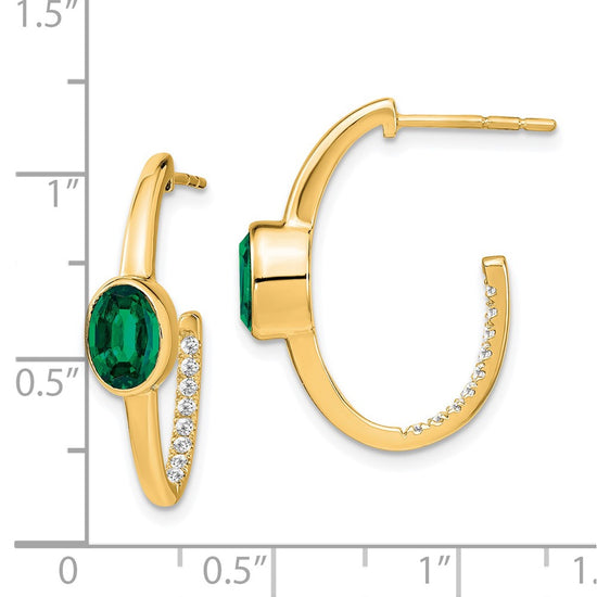 Gemstone and Diamond J-Hoop Earrings
