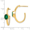 Gemstone and Diamond J-Hoop Earrings