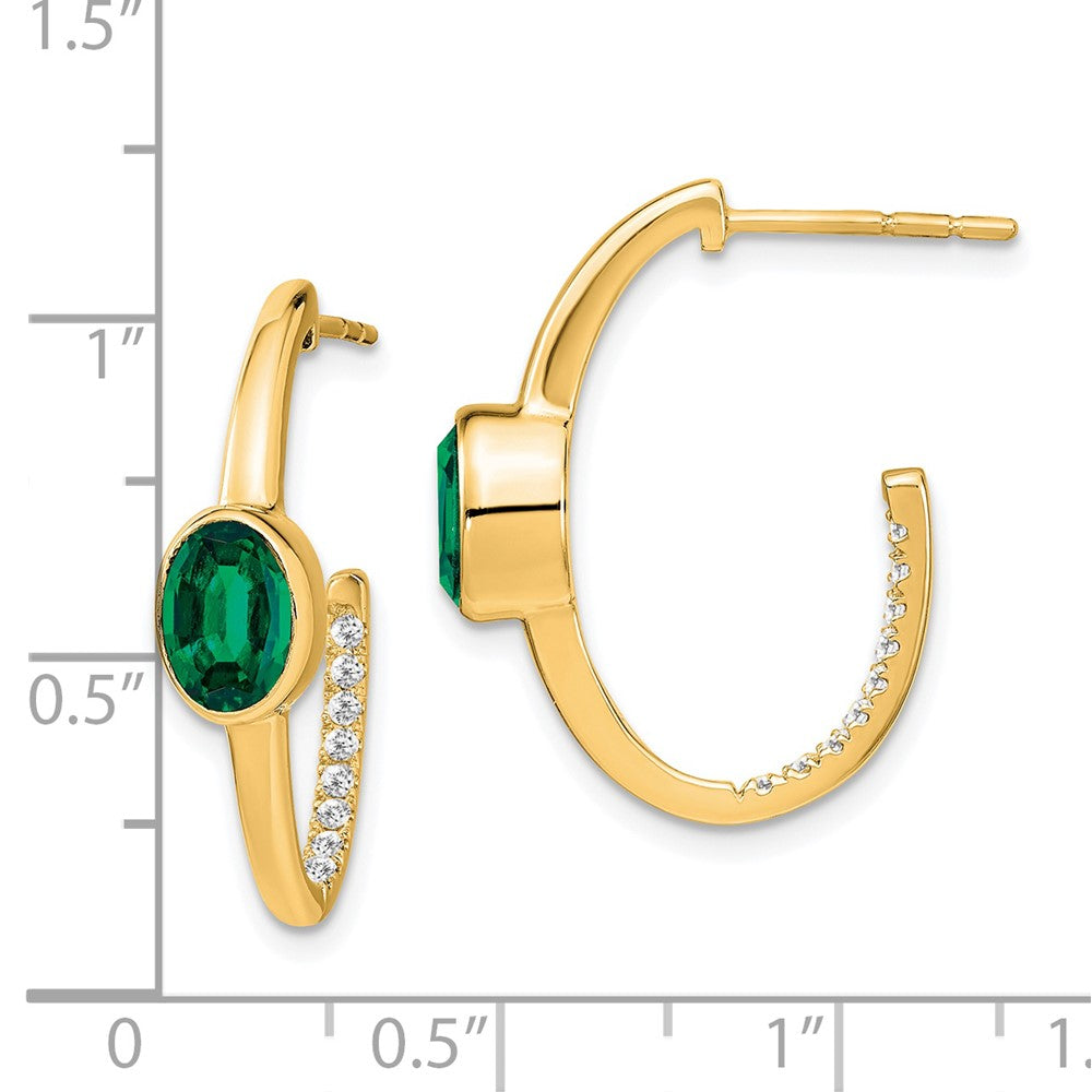 Gemstone and Diamond J-Hoop Earrings