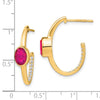 Gemstone and Diamond J-Hoop Earrings