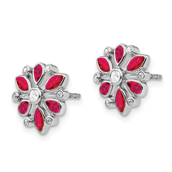 Gemstone and Diamond Post Earrings